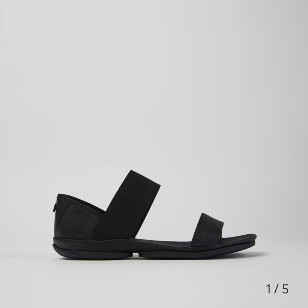 CAMPER Right Black Leather‎ Sandal Size 6 Comfort Minimal Contemporary Travel